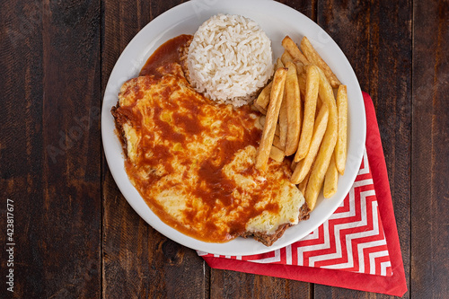 Cuadro en lienzo Refeição - Prato Feito - Parmegiana, arroz e batata frita