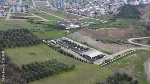 view of the city and city ​​garbage electricity generation from underground garbage and compressed methane gas