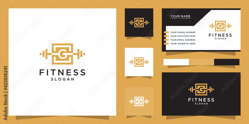 Letter g fitness logo and business card template