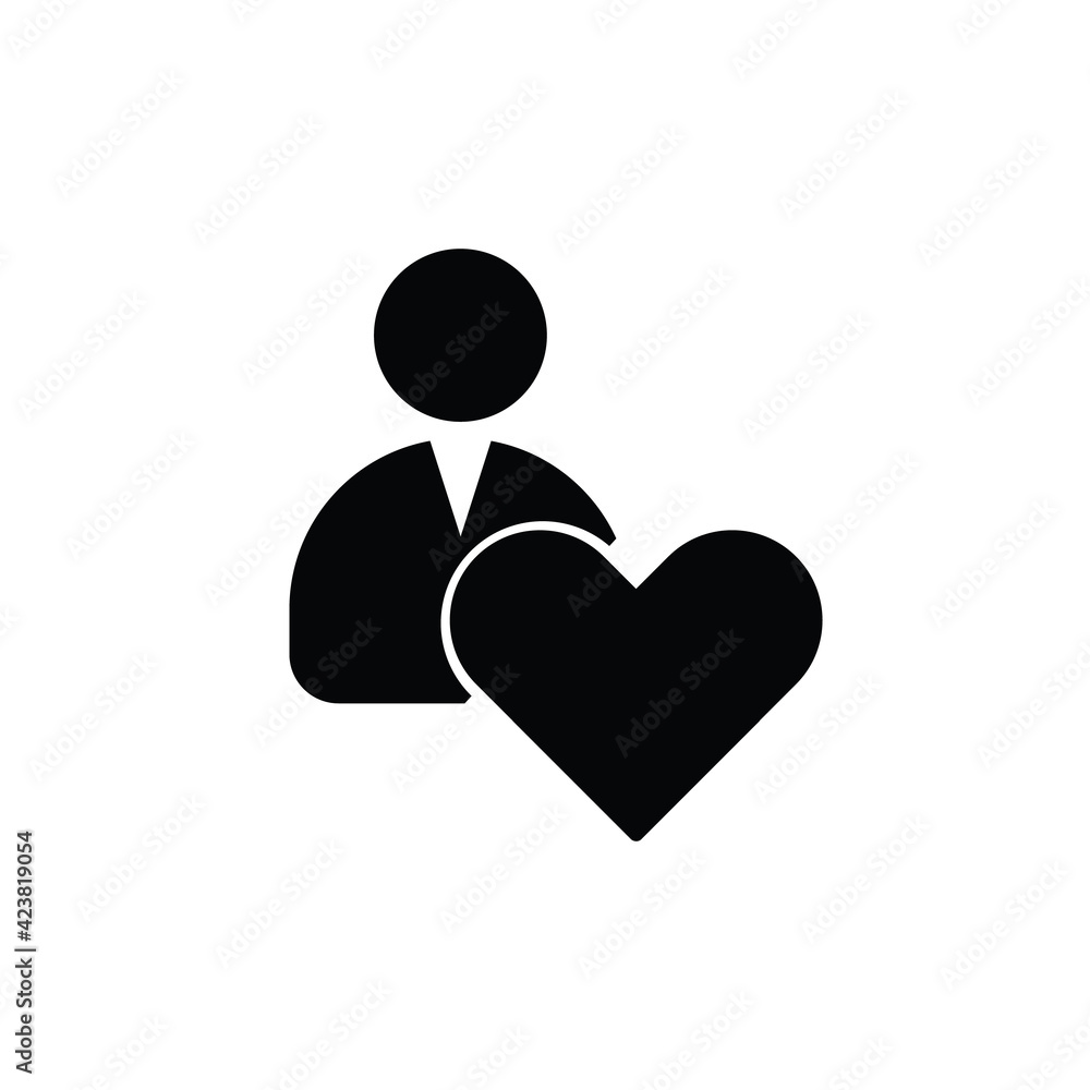 User profile with heart line icon charity image User profile with heart line icon charity image