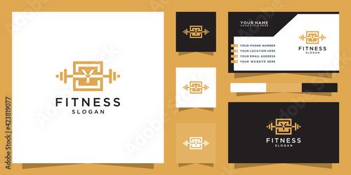 Letter y fitness logo and business card template