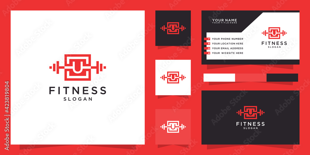 Letter u fitness logo and business card template Letter u fitness logo and business card template