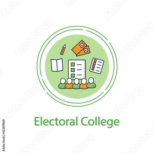 Electoral college concept line icon. Election commission. Voters. Choice, vote concept. Democracy. Parliamentary or presidential elections.Vector isolated conception metaphor illustration