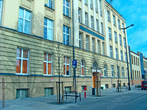 Beautiful architecture of buildings from the early 20th century in Lodz