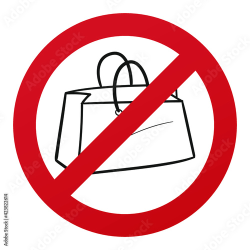 No Shopping Symbol Isolated on White Background. Shop Bag Vector Illustration Prohibition Stop Sign.