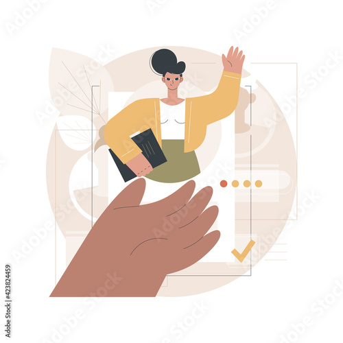 Hiring employee abstract concept vector illustration. Human resources, hiring employee, filling out resume, employment process, head hunting agency, new vacant job position abstract metaphor.