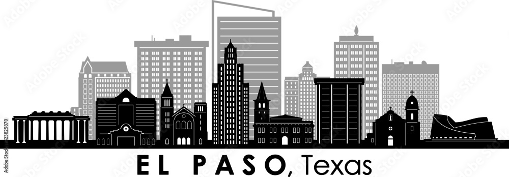 EL PASO Texas USA City Skyline Vector