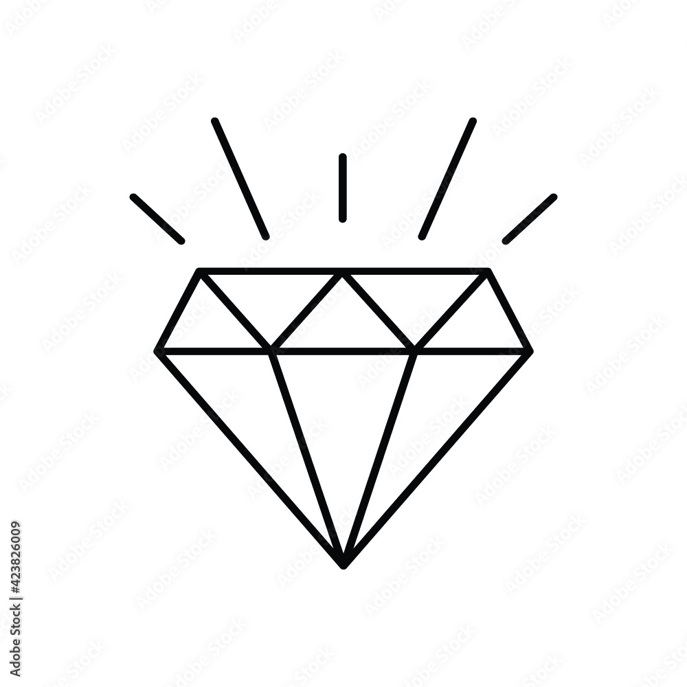 gemstone symbol outline black line icon gemstone symbol outline black line icon