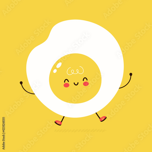 Cute funny Fried Egg character. Vector hand drawn cartoon kawaii character illustration icon. Isolated on white background. Fried Egg character concept
