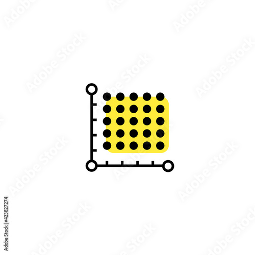 icon plot area in acres, square metres, kilometres, feet, yards, miles, hectare, are. Vector dimension area size pictogram