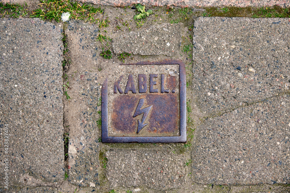 Fototapeta premium different stone ground cover pattern Electric wire