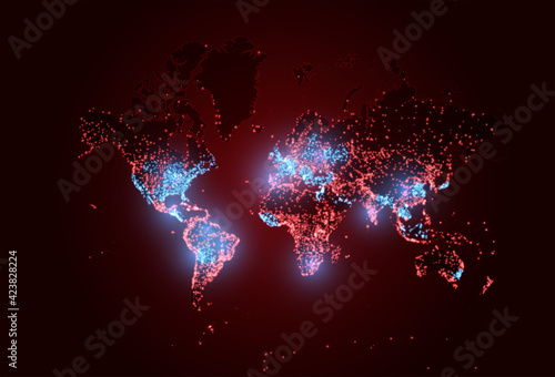 coronavirus vaccination on world map. world covid pandemic. Vector herd immunity background