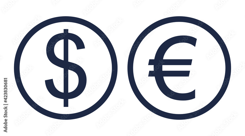 Currency sign, dollar euro icons isolated on a white background. EUR USD currency abbreviation vector illustration. Money cash sign set. Currency sign, dollar euro icons isolated on a white background. EUR USD currency abbreviation vector illustration. Money cash sign set.