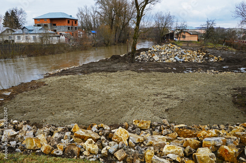 Spring flood in Tysmenytsia, Western Ukraine photo