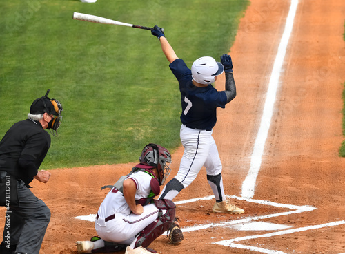Canvas Print Action photo of high school baseball players making amazing plays during a baseb