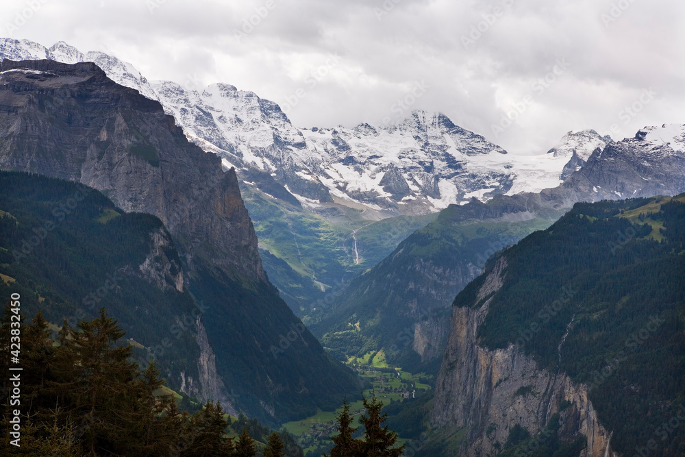The Breithorn above the head of the spectacular Lauterbrunnen valley, Bernese Oberland, Switzerland 