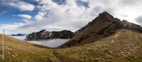 Panorama view from Ruchenkopfe mountains in Bavaria, Germany photo