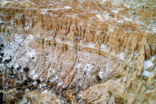 Rock Formations of the Badlands in Winter