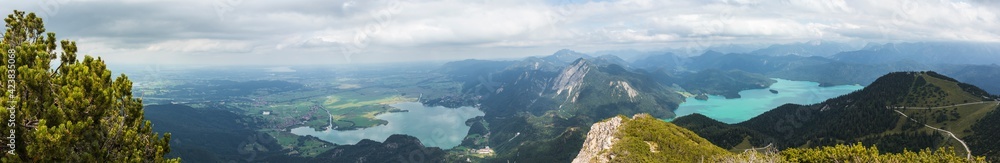 Panorama view from Herzogstand mountain in Bavaria, Germany