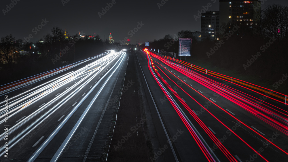 Autobahn 66 nach Frankfurt am Main Langzeitaufnahme