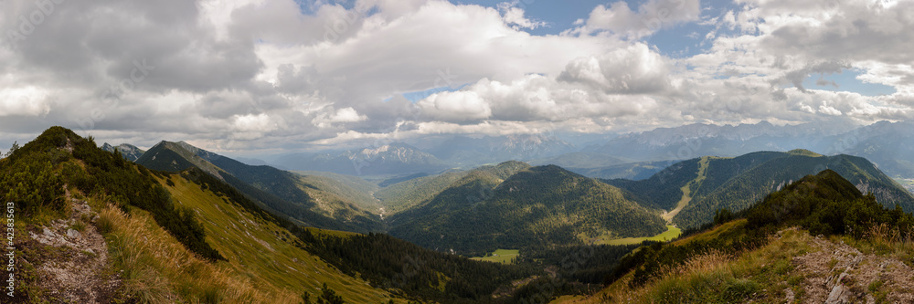 Panorama view from Hoher Fricken mountain in Bavaria, Germany