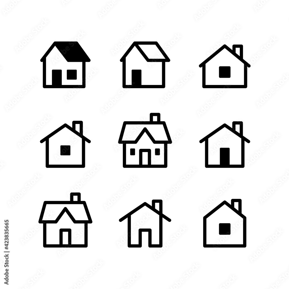 House vector icon set. Home simple linear symbols.