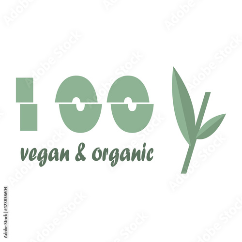 eco friendly icon. 100% vegan and organic simbol