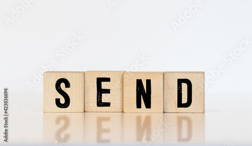 send word made with building blocks isolated on white