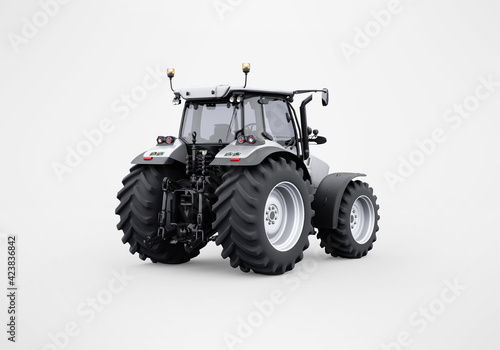 3d rendering gray tractor isolated on gray background with shadow