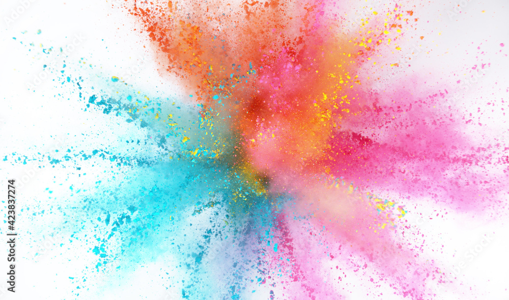 Explosion of colored powder