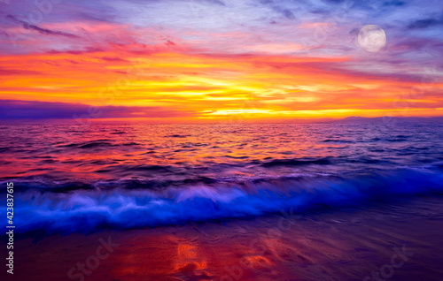 Sunset Ocean Nature Landscape