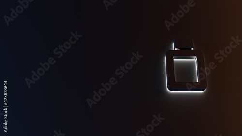 3d rendering of white light stripe symbol of perfume on dark background