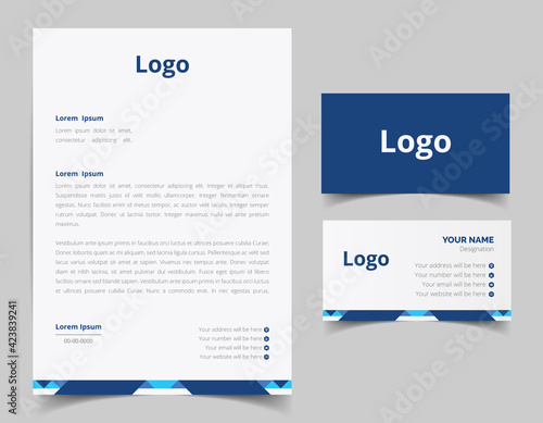 Business card and letterhead design set. Corporate and business style template. Modern and clean branding stationery design. fully editable file