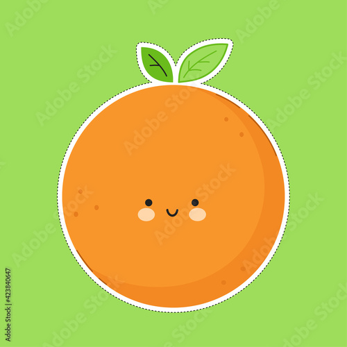 Cute funny Orange fruit character. Vector hand drawn cartoon kawaii character illustration icon. Orange fruit character concept