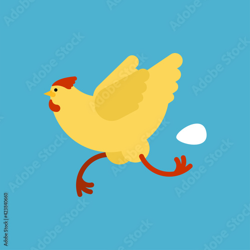Chicken running isolated. Chicken run. vector illustration