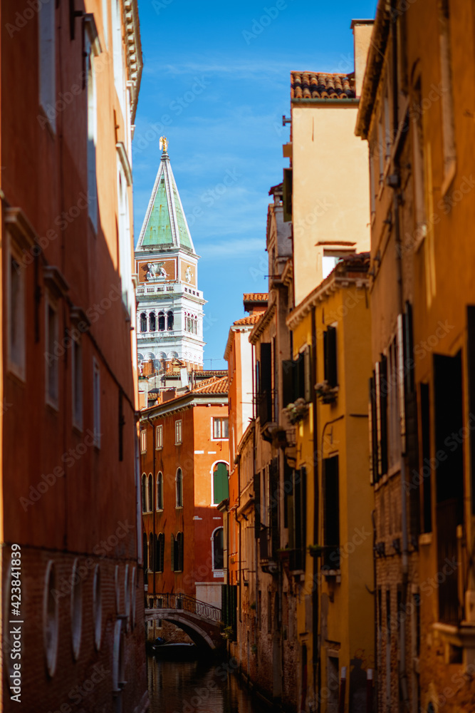 Fototapeta premium photo with street and saint marks campanile