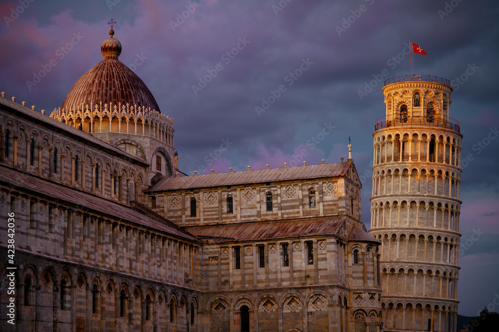 with Leaning Tower and Cattedrale di Pisa in Pisa, Italy