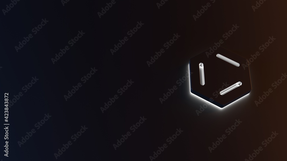3d rendering of white light stripe symbol of benzene on dark background 3d rendering of white light stripe symbol of benzene on dark background