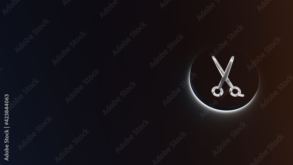 3d rendering of white light stripe symbol of barber label on dark background 3d rendering of white light stripe symbol of barber label on dark background
