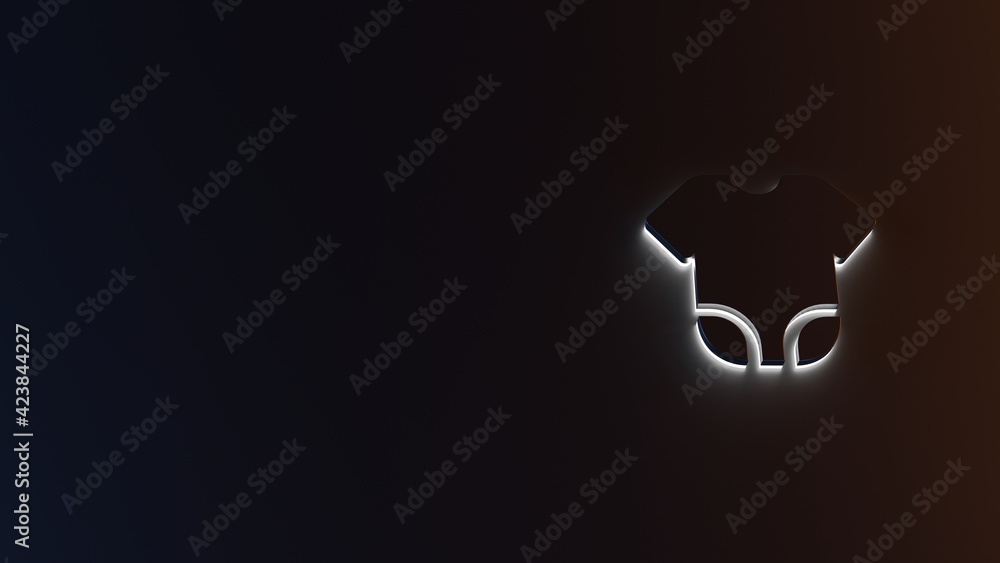 3d rendering of white light stripe symbol of babywear on dark background 3d rendering of white light stripe symbol of babywear on dark background