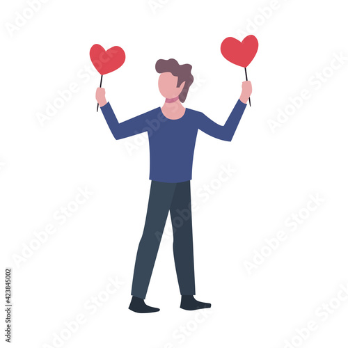 man with hearts