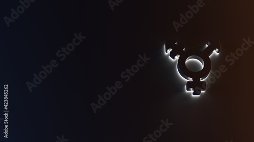 3d rendering of white light stripe symbol of transgender alt on dark background