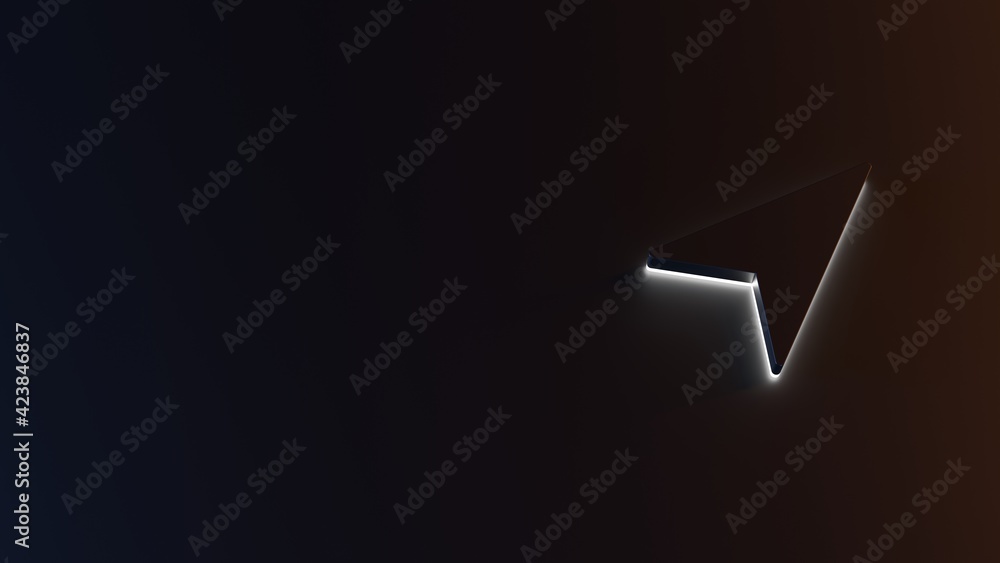 3d rendering of white light stripe symbol of navigation on dark background 3d rendering of white light stripe symbol of navigation on dark background
