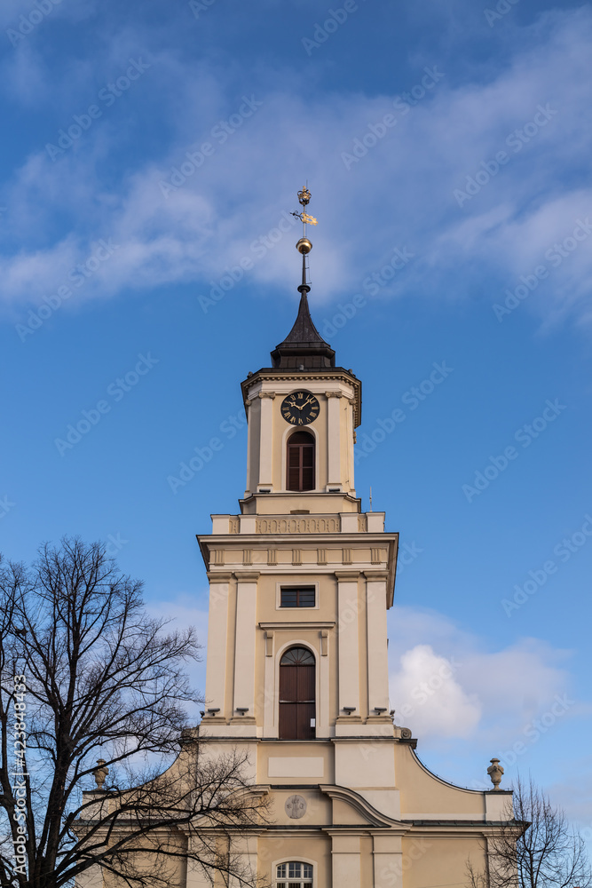 Church tower and City Hall in Swiebodzice