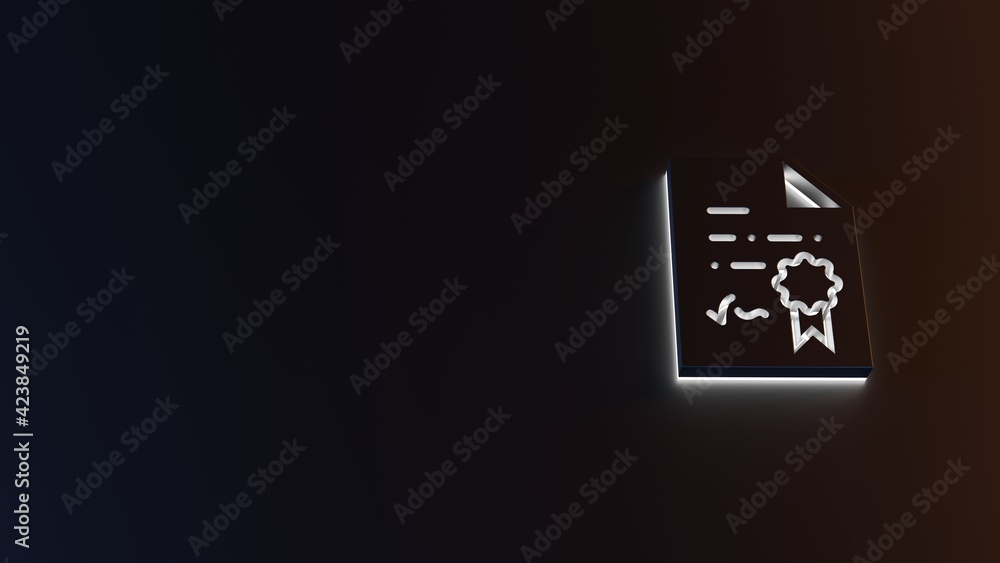 3d rendering of white light stripe symbol of diploma on dark background 3d rendering of white light stripe symbol of diploma on dark background