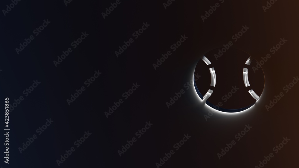 3d rendering of white light stripe symbol of baseball ball on dark background 3d rendering of white light stripe symbol of baseball ball on dark background