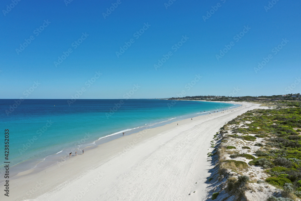 Aerial view along Leighton Beach on a clear summer morning, in Perth. Aerial view along Leighton Beach on a clear summer morning, in Perth.