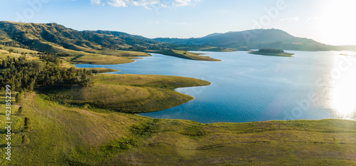 Panorama of Lake St Clair dam landscape in Hunter Valley