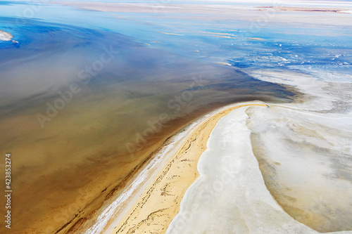 aerial view of water in Lake Eyre - Kati Thanda photo