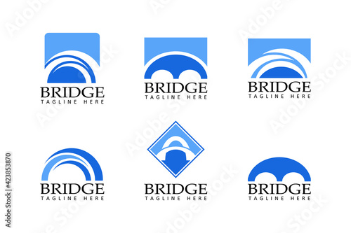 bridge logo set template design vector
